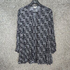 UMGEE Dress Womens Medium Black Floral Mini Keyhole Neck Casual Boho Ladies‎